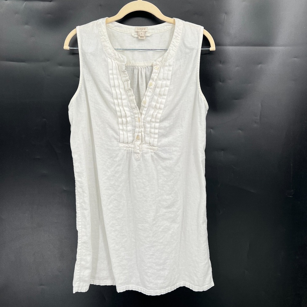 J. Crew pintuck sleeveless tunic top cotton‎ coastal grandma preppy nautical M